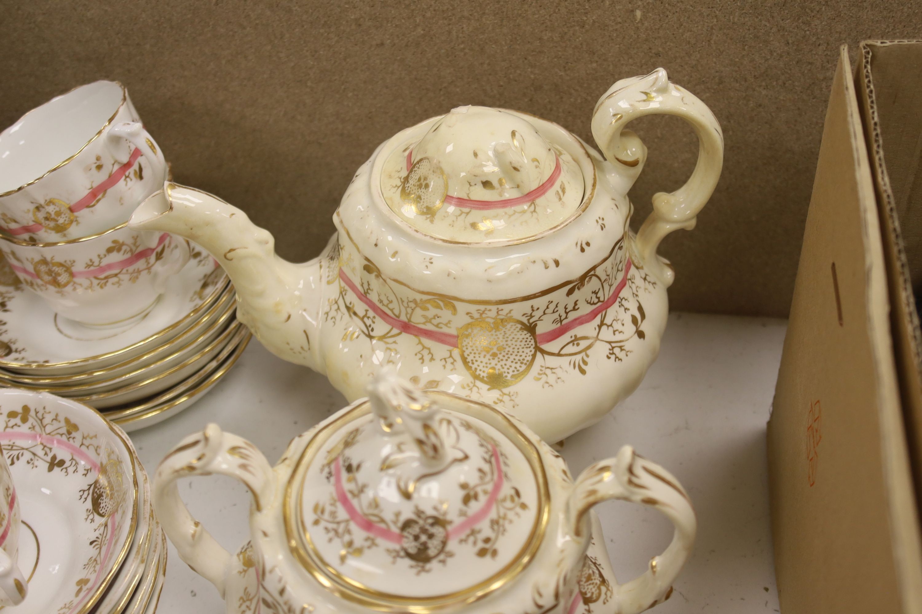 A Rockingham type part tea set